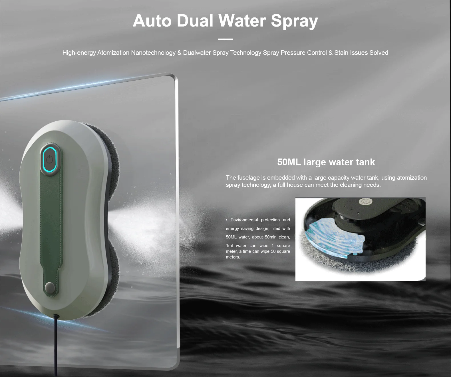 HuiDi Portable Robotic Window Cleaner Automatic Glass Cleaning Robot Vacuum Cleaner With Remote Control