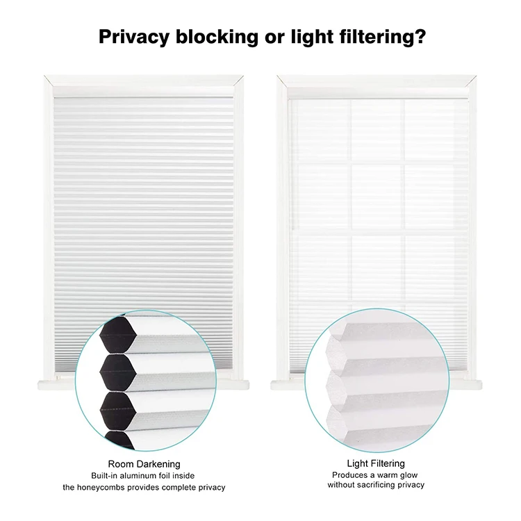 China Factory Sunscreen Curtain Children Safety Cordless Pleated Cellular Fabric Shades