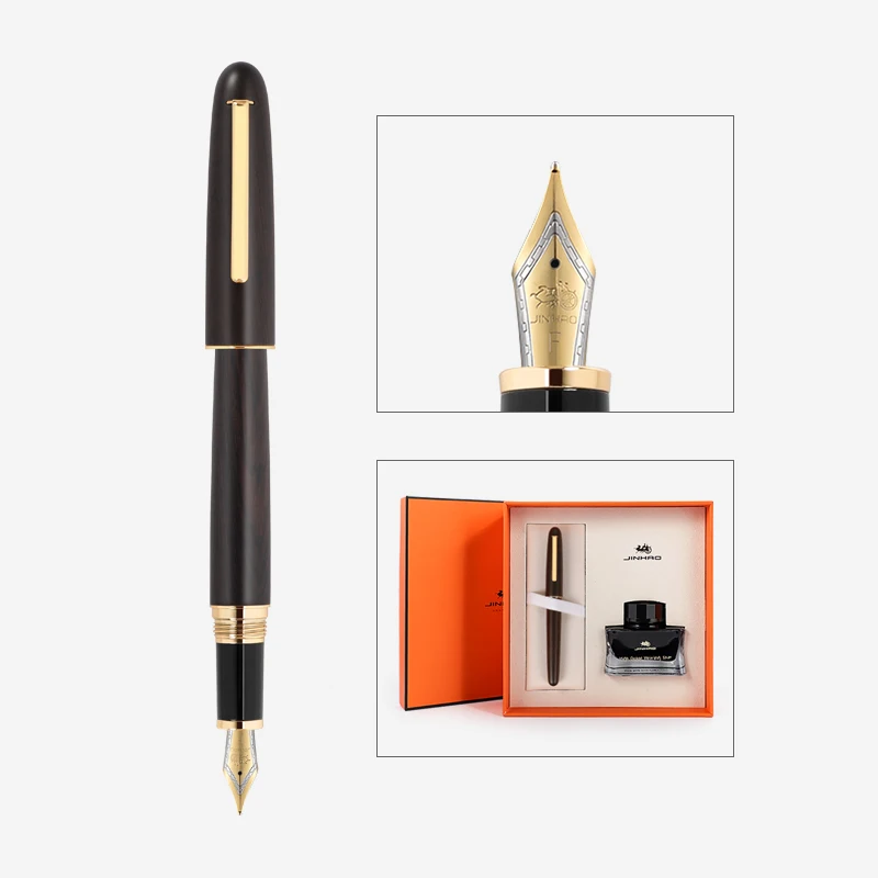 木製ハンドルの万年筆 Jinhao Heritage 9056木製万年筆、ウォールナットウッドペン、詰め替え