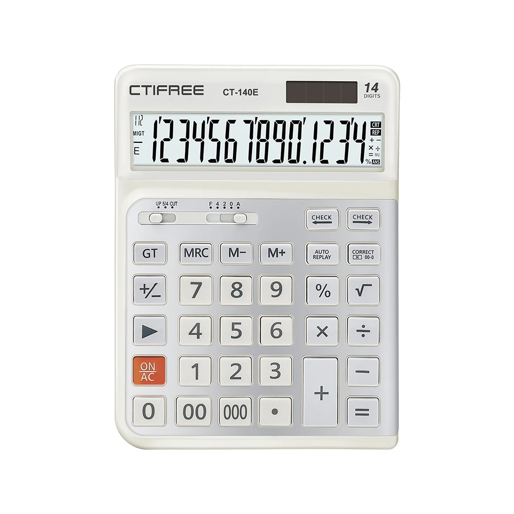 2024 Ctifree Big Calculator Keyboard 14 Digit Dual Power Handheld 2 Degrees Tilt Angle Large Electric Calculator for Diary