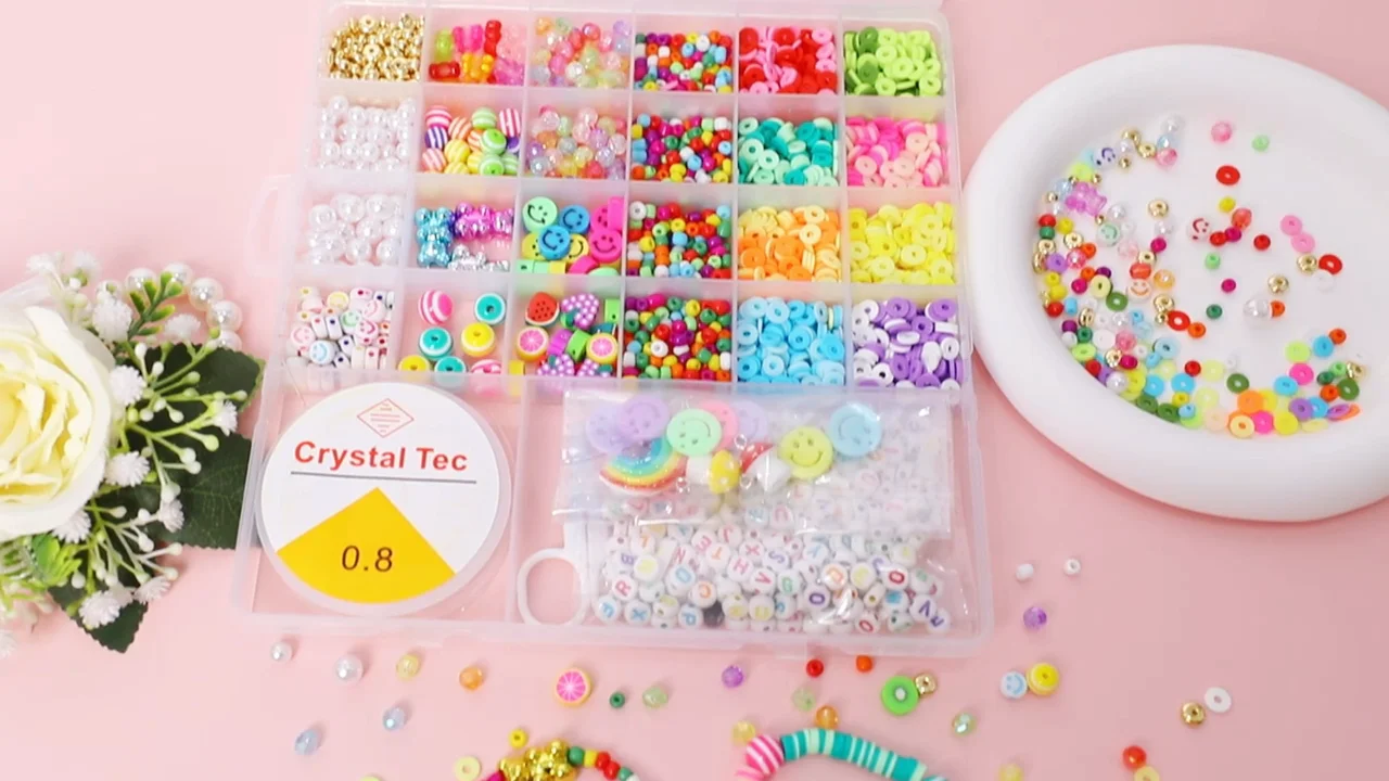 Kit Per Creazione Di Braccialetti Con Perline Di Argilla Da 7200 Pezzi Kit Per Creazione Di Gioielli Con Perline Piatte In Polimero Dellamicizia Preppy Con Ciondoli E Corde Elastiche1699386248394