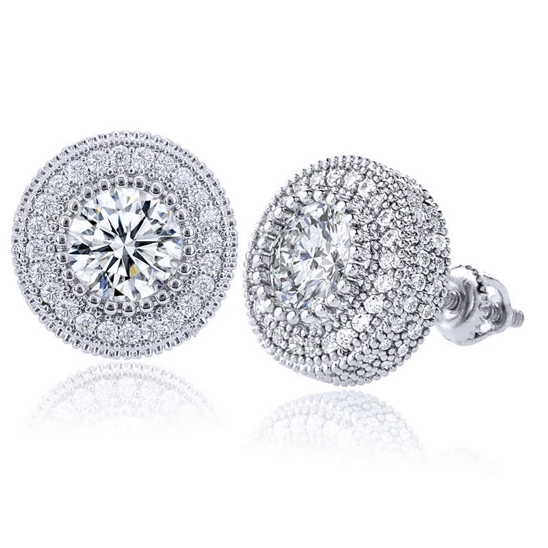 Блестящие ювелирные изделия Ослепительная мода бриллиант в стиле хип-хоп круглые серьги s925 для