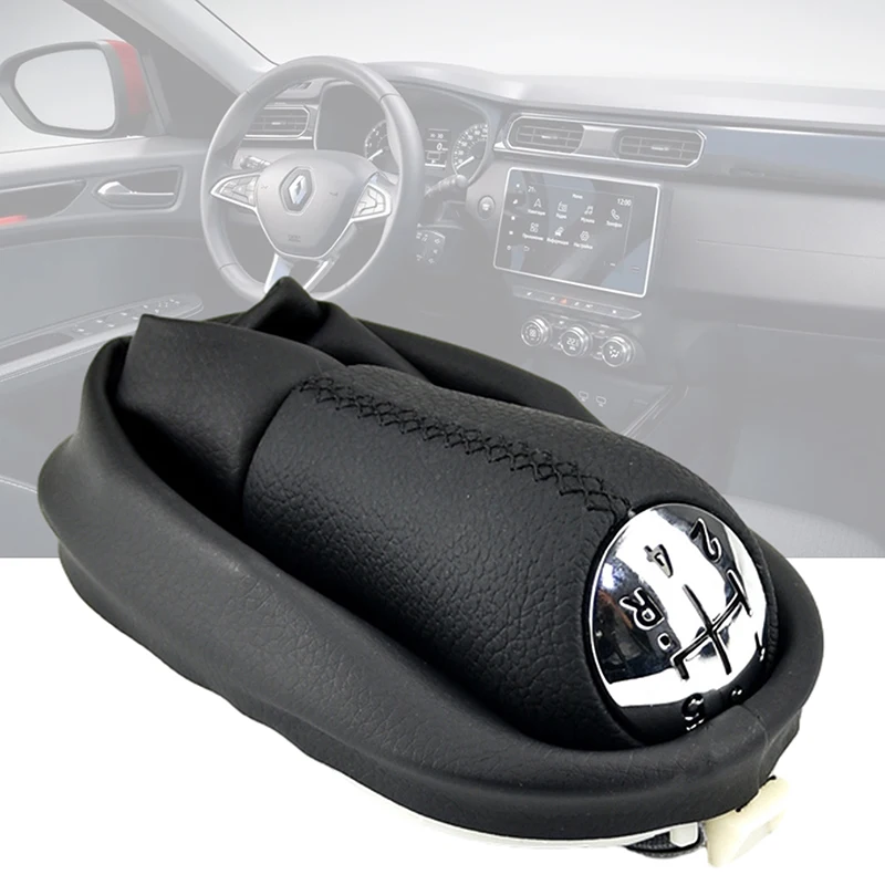 5 Speed Manual Gear Shift Knob Lever with Leather Boot Interior Accessories for Renault Clio 2 Clio 3 Megane 2 Scenic 2 Kangoo