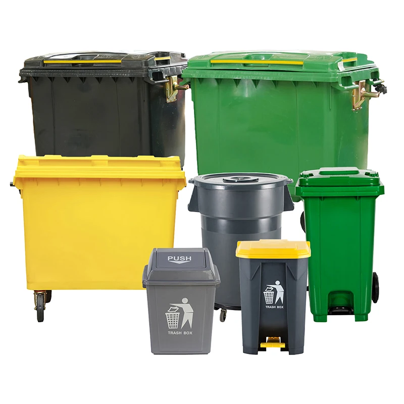 50L/70L/100L/120L/240L/360L/660L/1100L Plastic Foot Pedal Dustbin Trash Can Waste Bin With Wheels and Foot Pedal
