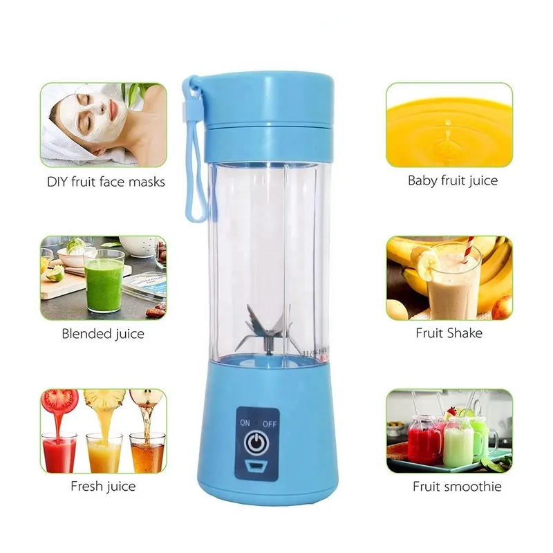 Buy 380ml Portable Juicer Electric USB Rechargeable Smoothie Blender  Machine Mixer Mini Juice Cup Maker fast Blenders food processor by Just  Green Tech on Dot & Bo