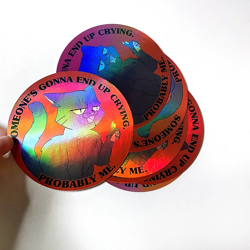 Самоклеящиеся голографические наклейки с логотипом неправильной формы на заказ, этикетки, трафаретная печать, высечка, лазерная голограмма, виниловые наклейки