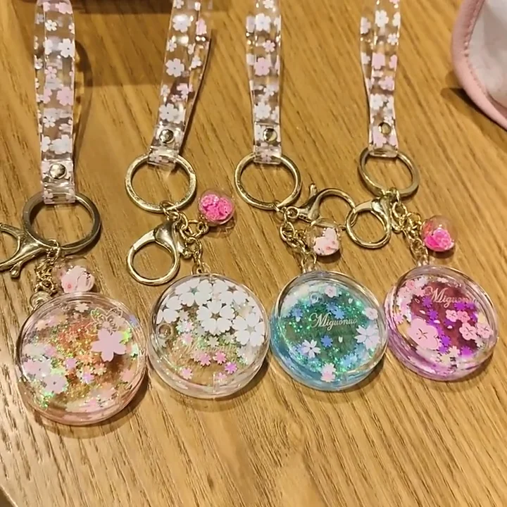 opvise Flower Keychain Refreshing Acrylic Cute Clear Print DIY Gift Slim  Rose Sunflower Car Key Ring Pendant Bag Accessories 