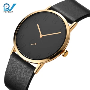 Sport Fashion Crystal Quartz Movement Shiny Gold Color Stainless Steel Sub Dial Genuine Leather Watch for Women