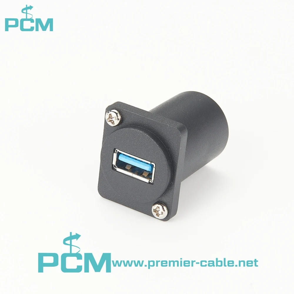 USB 3.0 Panel-Mount Connector D-Type Right Angle Coupler supplier