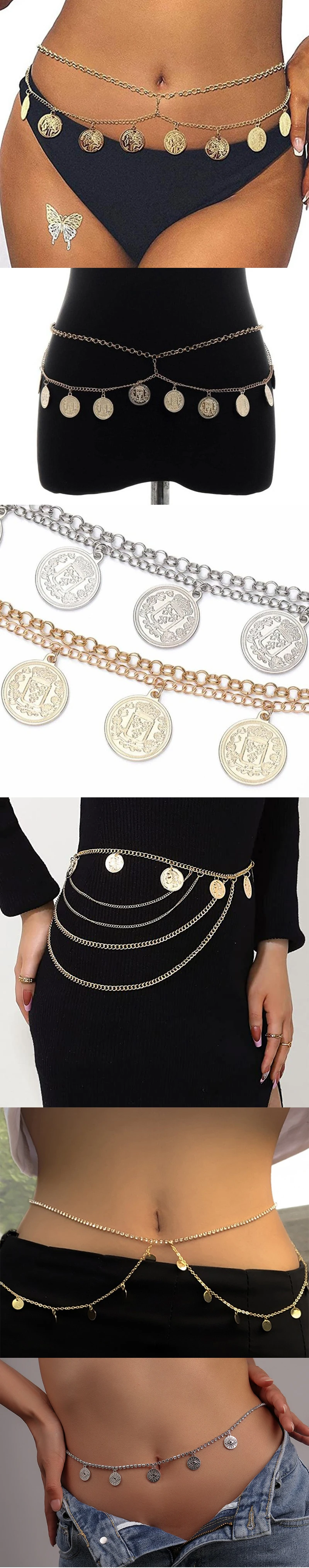Fashion Jewelry New Design Body Chain Creative Personalized Coins Waist
