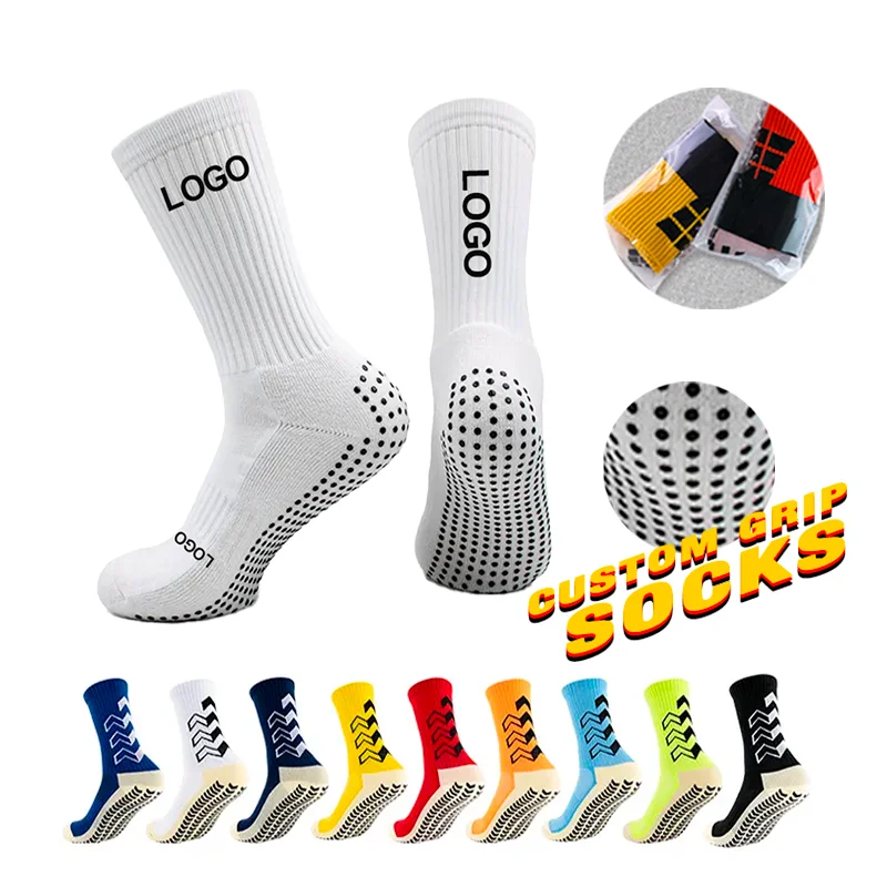 Custom Made Logo For Anti Slip Socks Non Slip Soccer Athletic Sport Grip Socks Football Grip