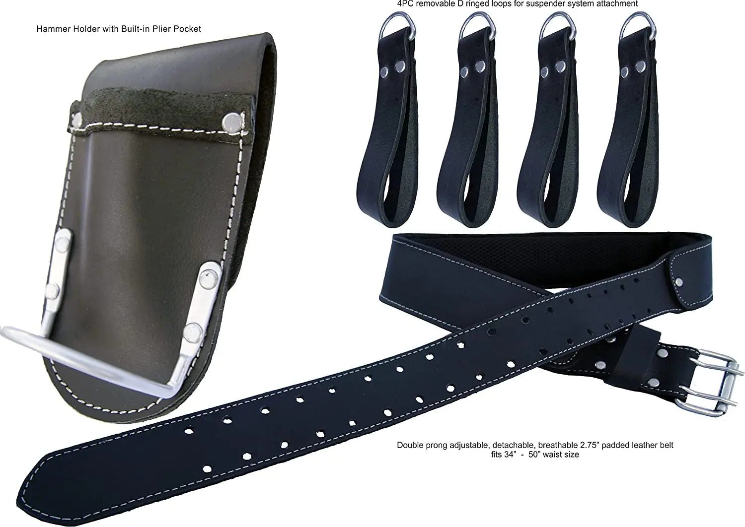 Genuine Full Grain Leather Construction Rig Carpenters Tool Belt