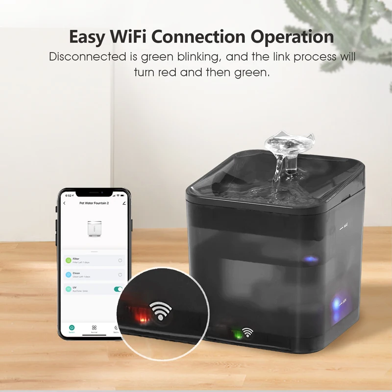 2.2l Smart Cat Water Fountain App Control Pet Drinking Water Fountain