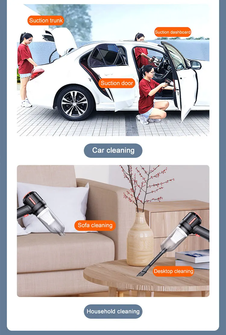 Wireless Cordless Car Vacuum Cleaner 4 In 1 And Air Pump Small Portable Mini Handheld Wet And