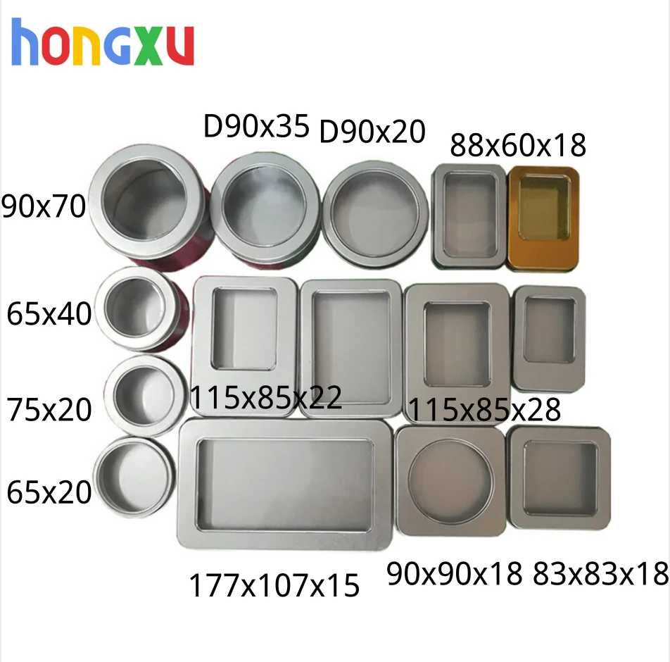 Food grade cookie tea packaging tin pvc round metal tin can clear lid rectangle tin box with window