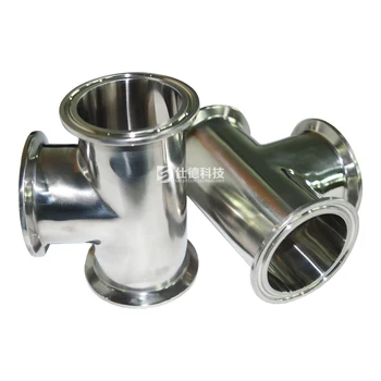 Food Grade Mirror Polishing Tee Hygienic Stainless Steel Clamp Connection Tee Fitting Tri-Clamp Tee