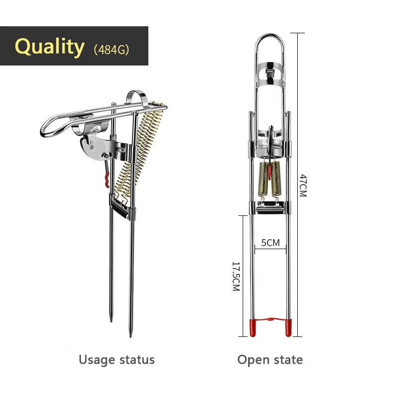 Powerful Tip-Up Hook Setter Double Spring Automatic Fishing Rod Pole Holder