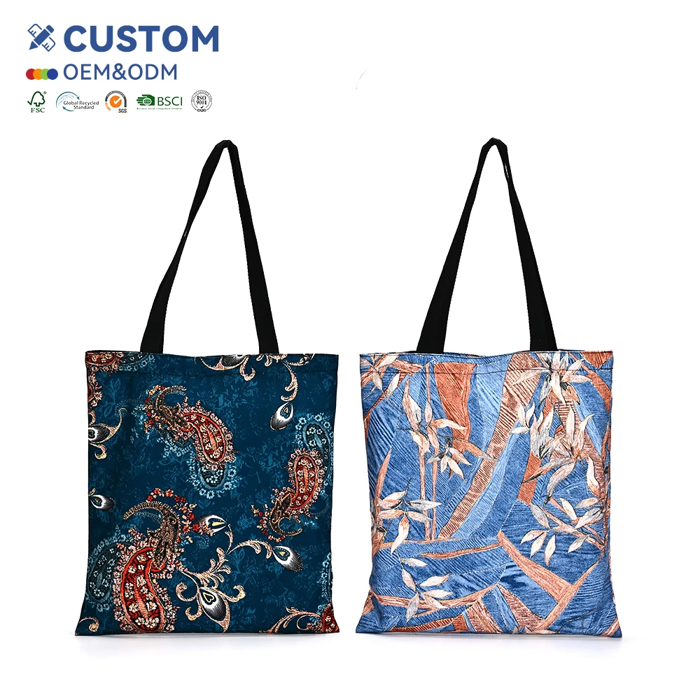 Wholesale Eco-Friendly Recycled RPET Linen Cosmetic Bag Customized Logo Waterproof Recyclable Shopping Bags