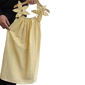 2025 Fashion Girls Baby Dresses with Petal Suspender Long Skirt for Beach Vacation O-Neck Casual Style Solid Pattern Skirt