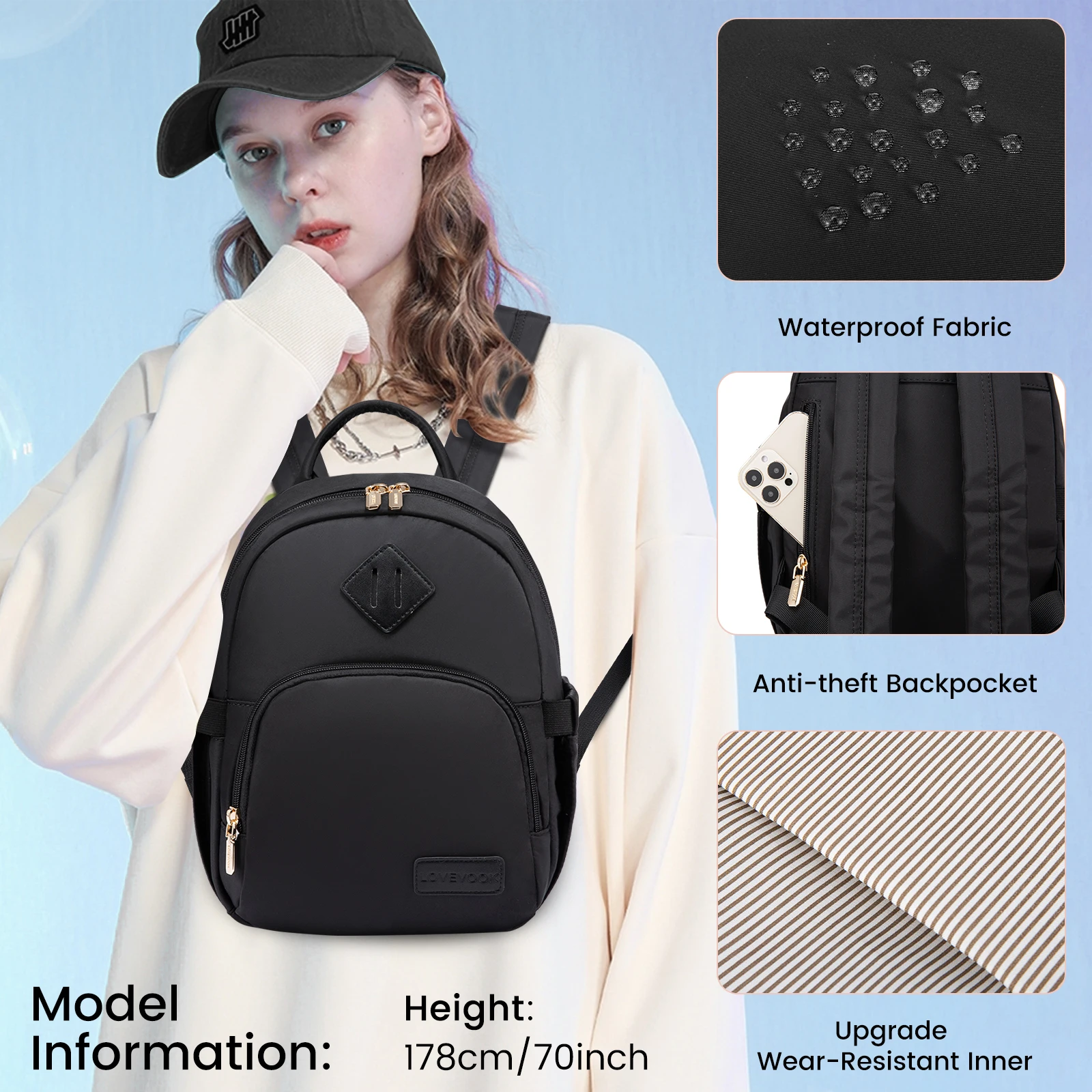 Mini Backpack Lightweight Waterproof Nylon Daypack Fashionable Travel Purse The 9 Best Mini Backpacks, Tested and Reviewed main image 3