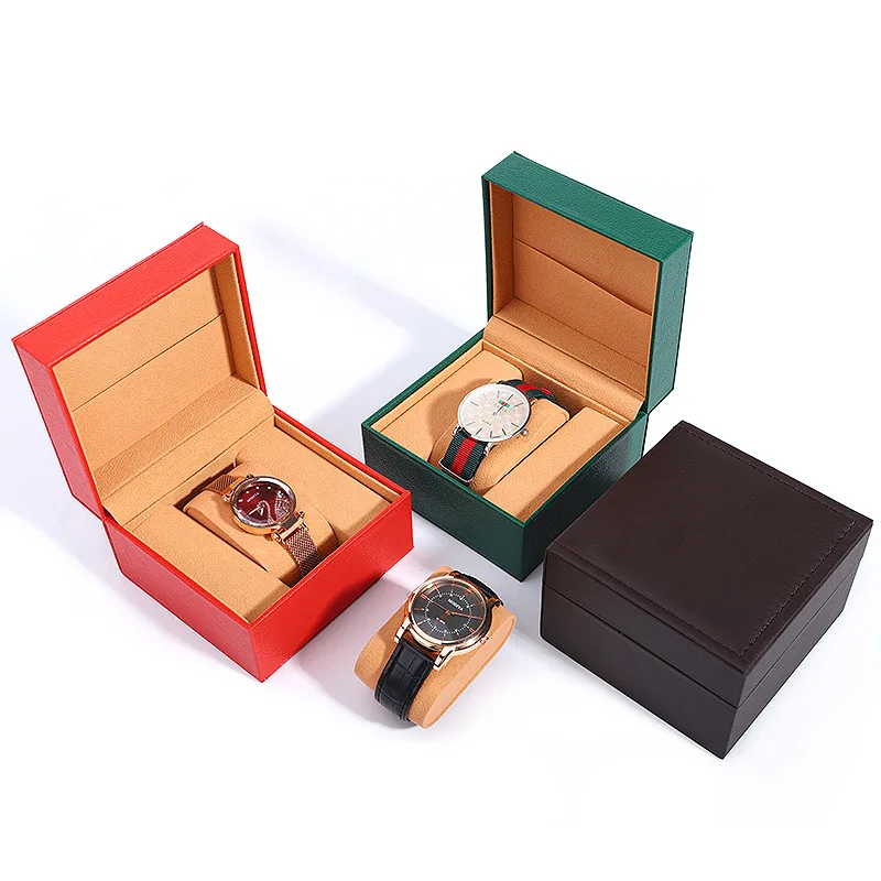 product custom logo luxury flip rectangle eco friendly water resistant dustproof pu leather watch case gift packaging display box-1