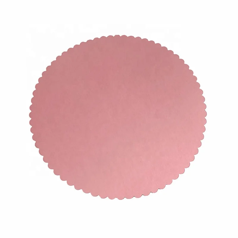 Yiwu Aotong Different Color Scalloped Die Cut Edge Round 2mm Grey Board Cake Board  for Cake Decorate