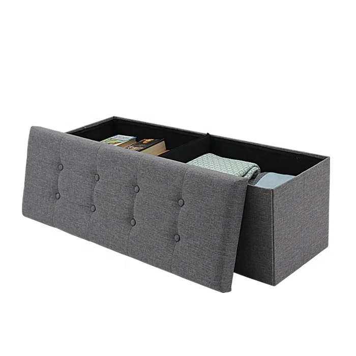 HStex Folding Furniture Step Bed End Step Stool Fabric Room Bench Storage Ottoman