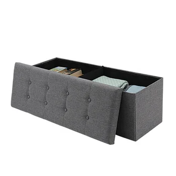 HStex Folding Furniture Step Bed End Step Stool Fabric Room Bench Storage Ottoman