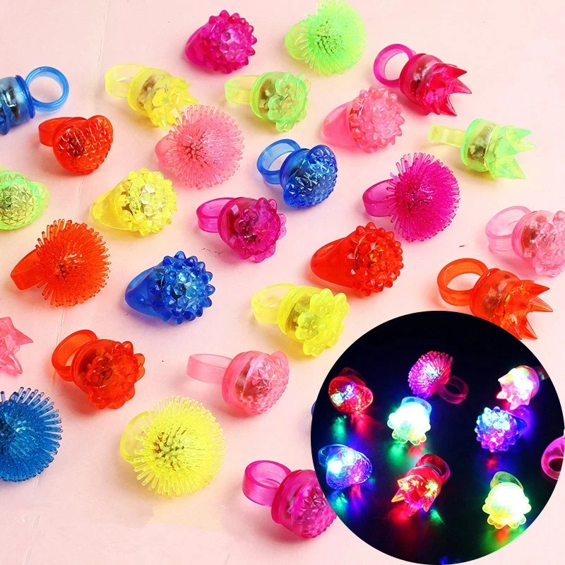 Glowing Luminous Led Light Up Bumpy Jelly Rubber Rings Finger Toys