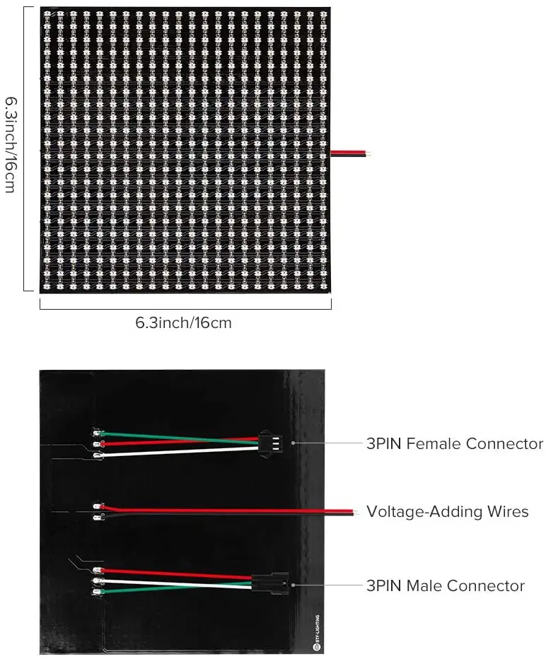 BTF LIHTING Rgb a Rduino 22*22 11*44 Flexible 2427 Ws2812b Led matrix