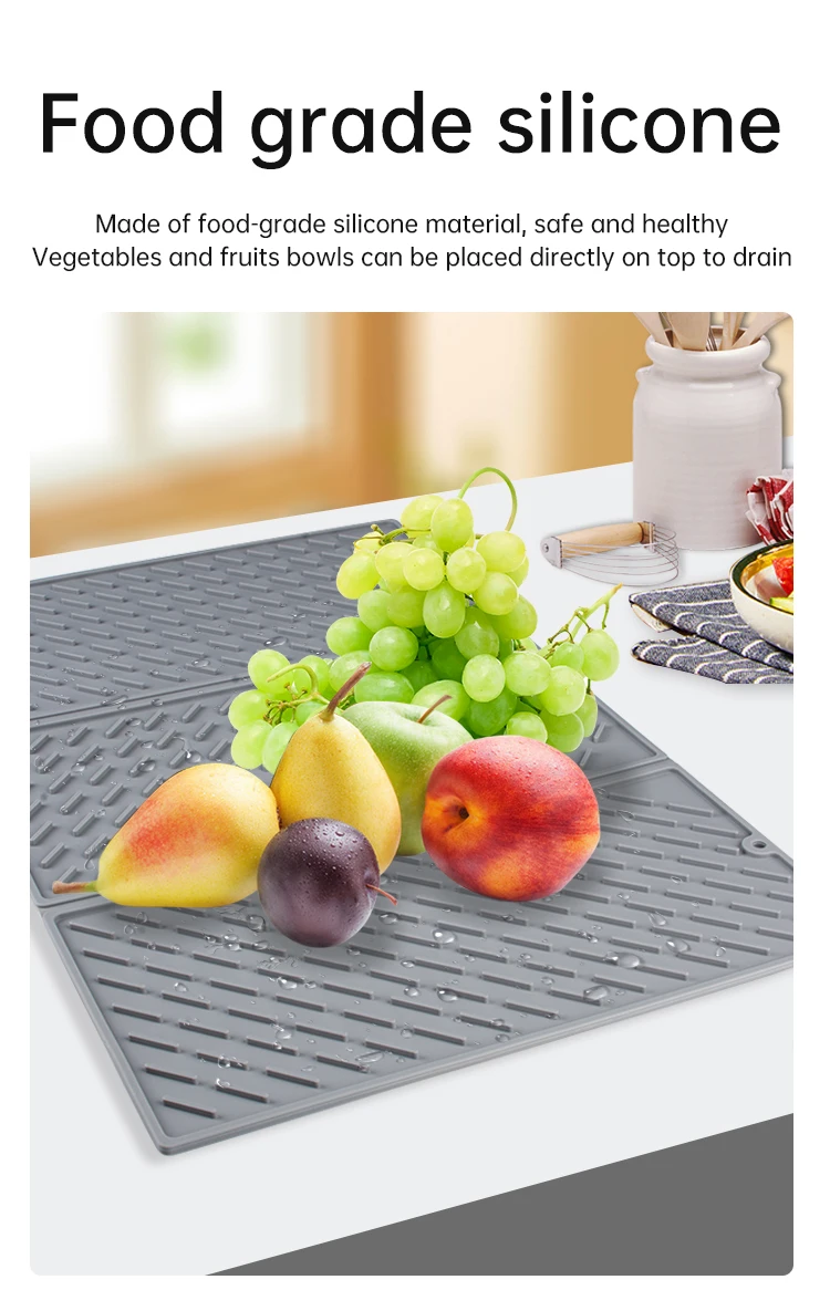 New Folding Kitchen Silicone Dish Drying Heat Resistant Mat Dish Mat