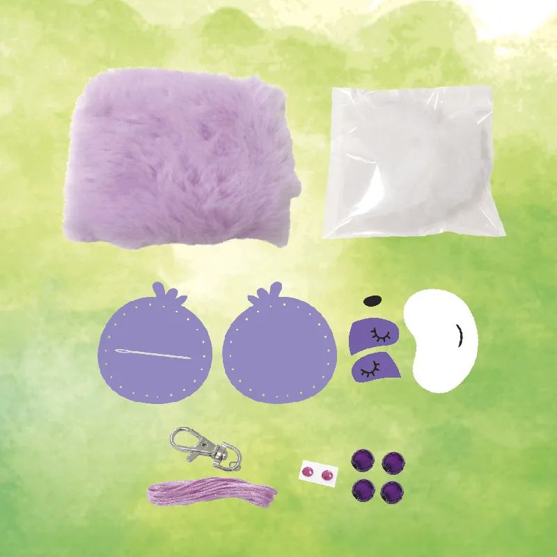 WD RTS Bulk DIY Children Handmade Sewing Stitched Fabric Suture Cute Pulse Plush Furry Pompom Sloth Bag Charm Key Ring Chains