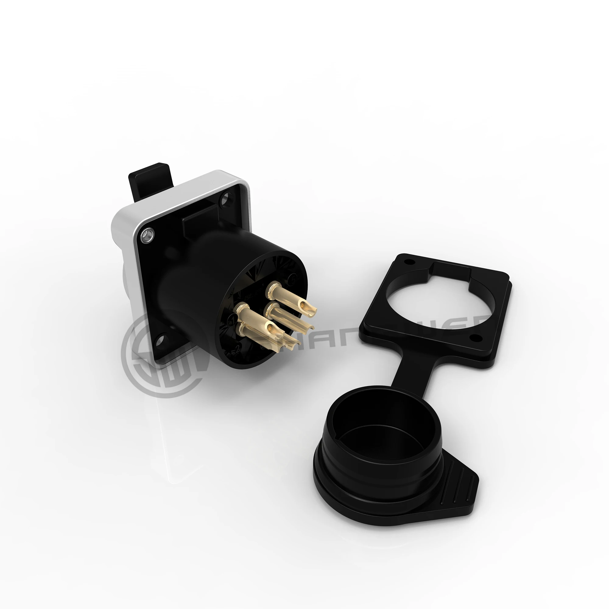 Outdoor Audio Waterproof 5-Pin XLR Female Jack Socket Connector Panel Mount with Sealed Rubber Jacket for Power Applications