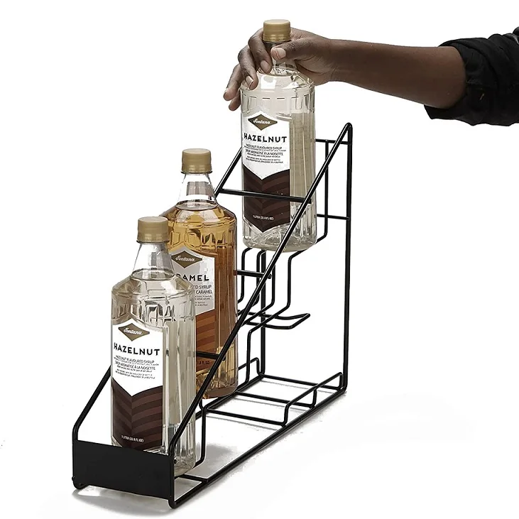 4 Compartiments Fil Porte-bouteille En Acier Inoxydable Porte-épices