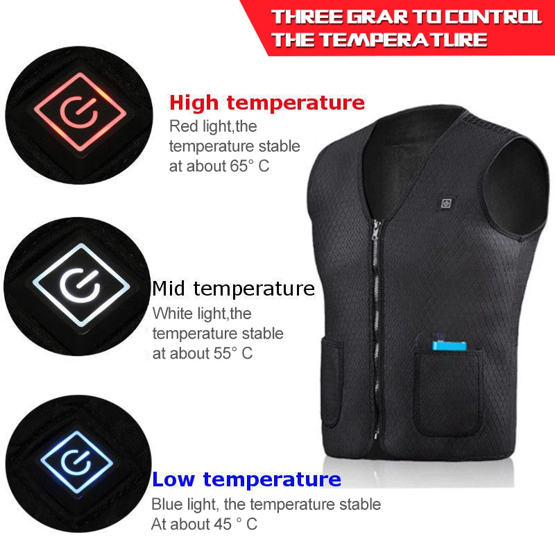USB Heated Outdoor Winter Battery Neoprene Fiber Heating Vest for Keep Warm for People