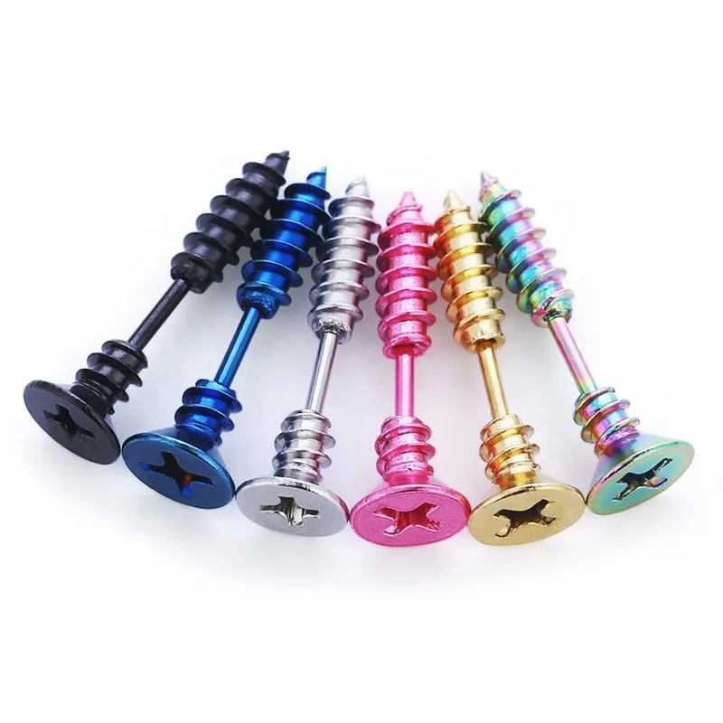 feilok Retro Punk Skull Rose Orecchini Stud per gli uomini in acciaio