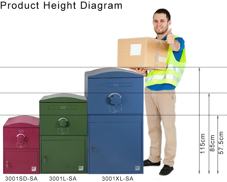JDY New Anti-Theft Outdoor Smart Mailbox Parcel Box Wall Mount Metal Garden Delivery Drop Box with Lock Setting Residential Use