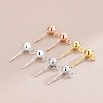 Wholesale Finding Jewelry 925 Sterling Silver Earrings Stud Pins For DIY Gemstone Beads Earrings Making