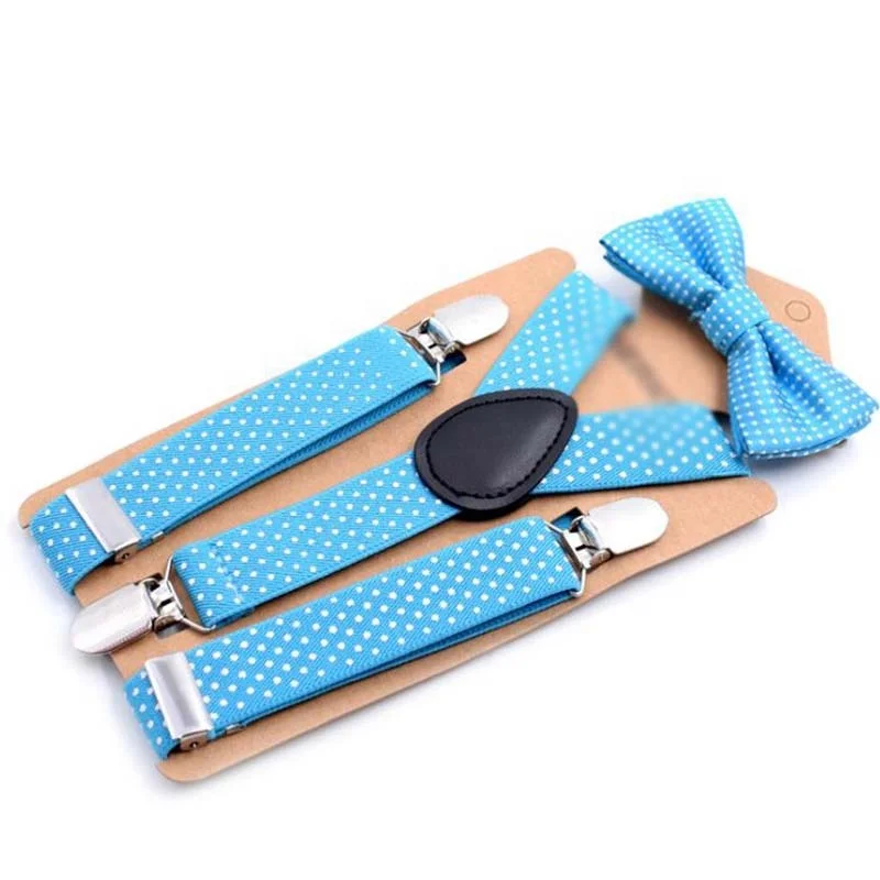 cute y shape 3 clips colorful dot suspenders and bow ties set for kids children boys
