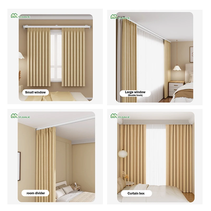 Metal Durable Curtain Track Ceiling Mount Hidden Mount Curtain Rail Aluminum Hook Curtain Track Accessory