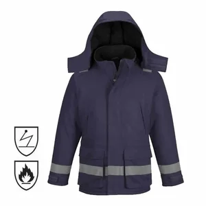 CE Certificate Oil and Gas Navy Blue Flame Resistant Industrial Safety Reflective FR Freezer Winter Work Jacket for Welding