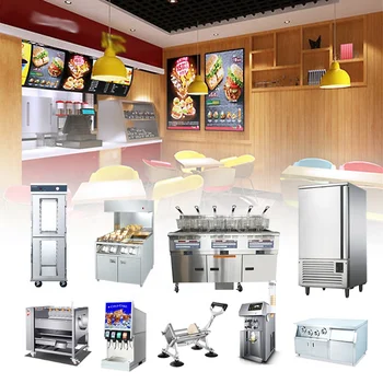 CHEFMAX commercial kfc mcdonalds burger restaurant kitchen full set fast food equipment