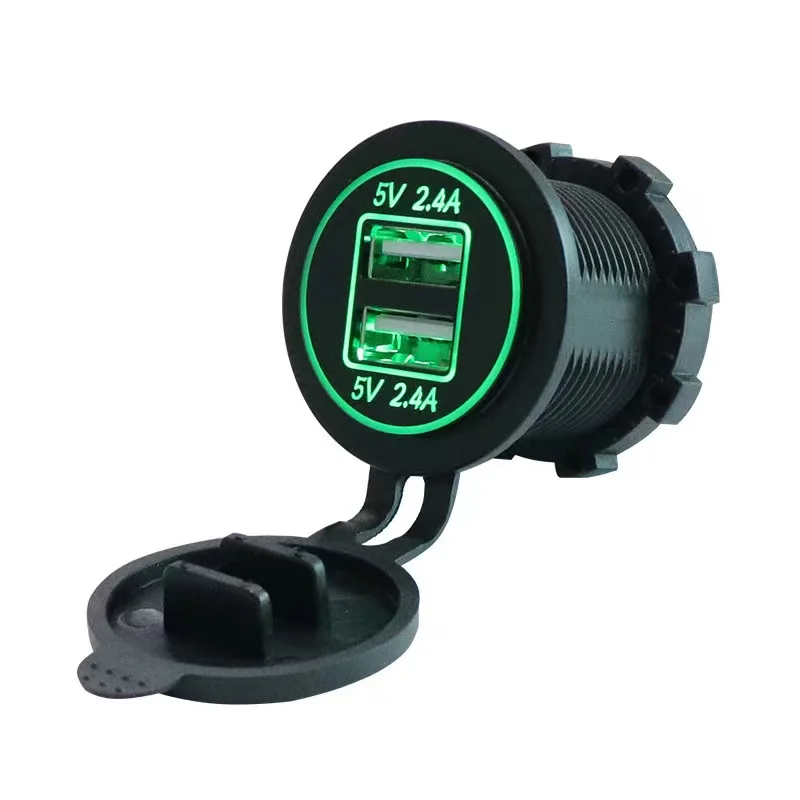 Car charger digital display 4.8A car modification socket double USB car charging metal double quick charging function