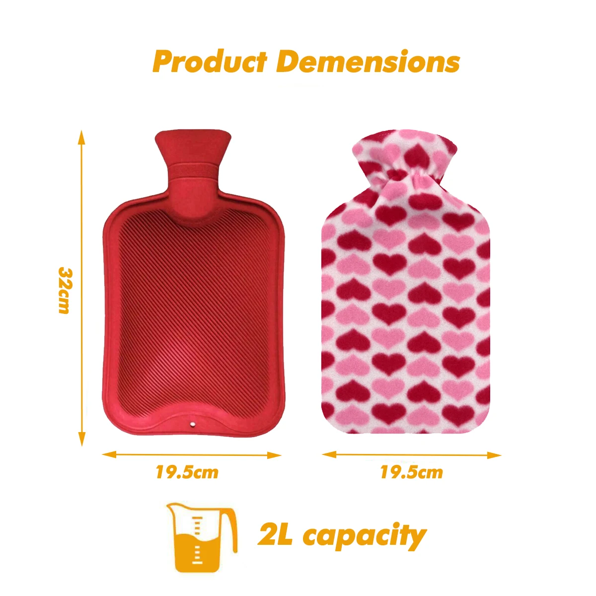 good quality oem british standard custom medical rubber hot water bottle 2liter with soft fleece cover