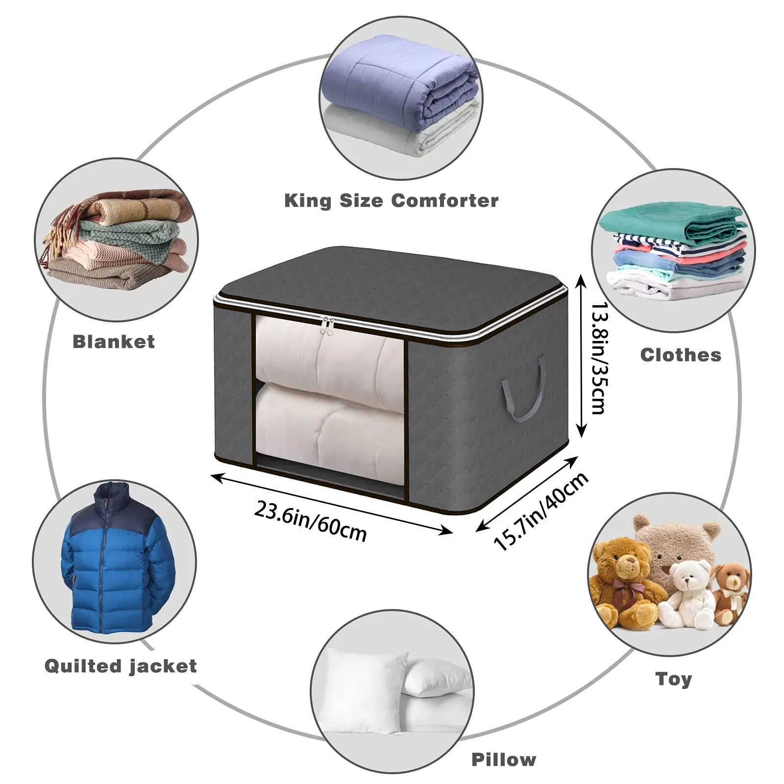 90L Large Clothes Organizers Folding Clothing Storage Box for Closet