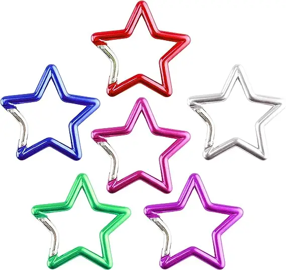 2025 Wholesale Popular Styles with Multiple Colors Available 5cm Pentagonal Star Shaped Aluminum Alloy Spring Keychain
