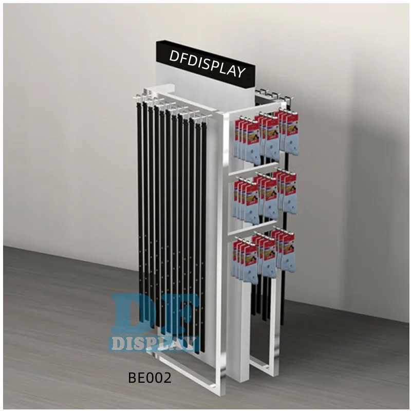 Cardboard Store Belt Rack BE002Floor Standing Belt Rack Garment Store Metal Display Rack for ...