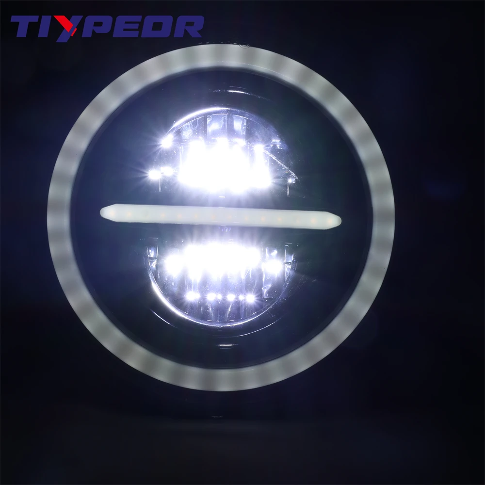 product tiypeor motorcycle 7 led headlight running headlamp light for harley sportsters xl xg 883 dyna softail touring street glide-10