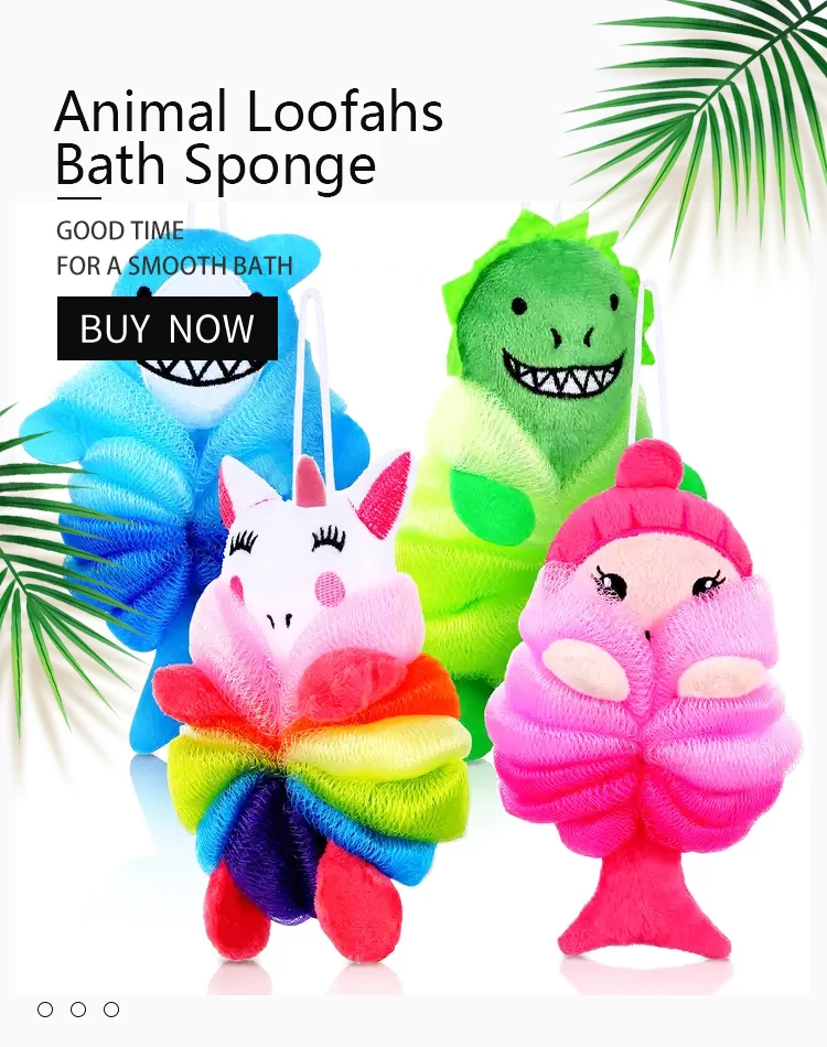 Animal Kids Bath Body Sponge Mesh Loofahs Cartoon Shower Cute Bath