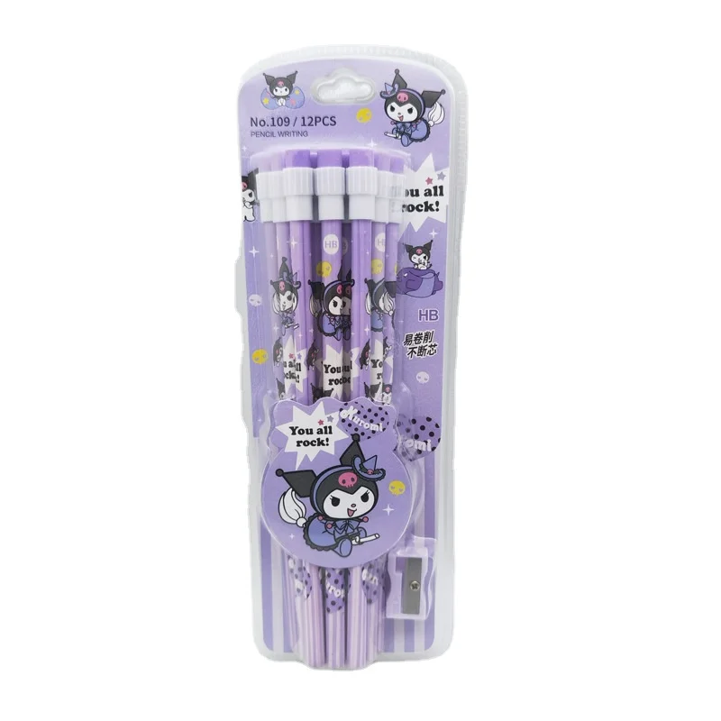 Kuromi School Stationery Pencil Set 12pcs/box KT Melody Cinnamoroll 2B